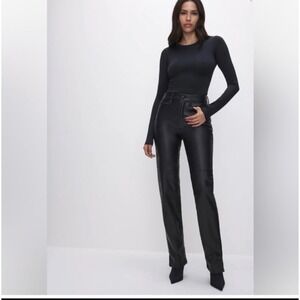 Good American‎ Good Boy Bootcut Faux Leather Pants Black Women 2 26 holiday NYE